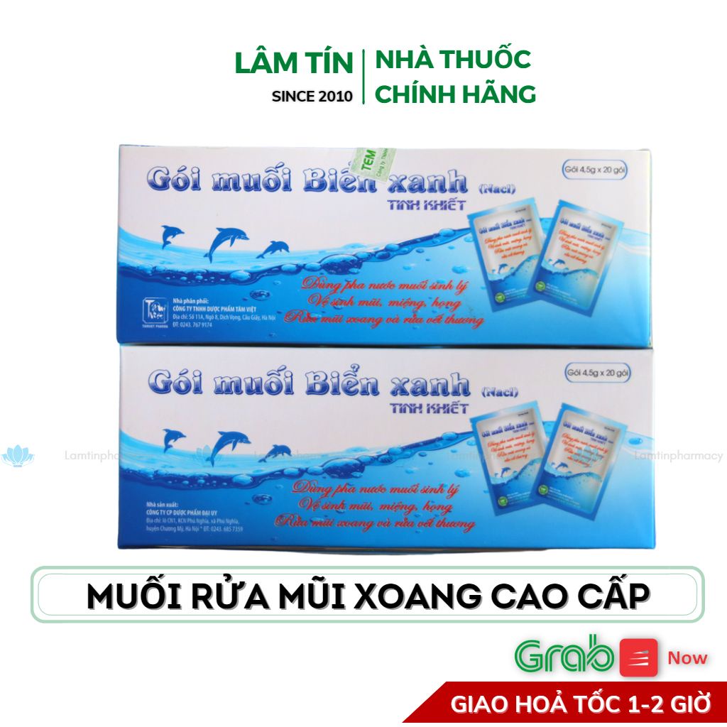 Muối rửa mũi xoang súc miệng biển xanh cao cấp hàng chính hãng ( 1 hộp 20 gói* 4.5g )