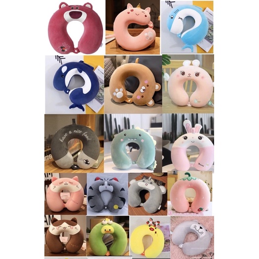 Gối chữ U đỡ cổ cao su non êm và đẹp kê cổ chống đau mỏi vai gáy dùng cho văn phòng du lịch quà tặng nhiều hình giá rẻ
