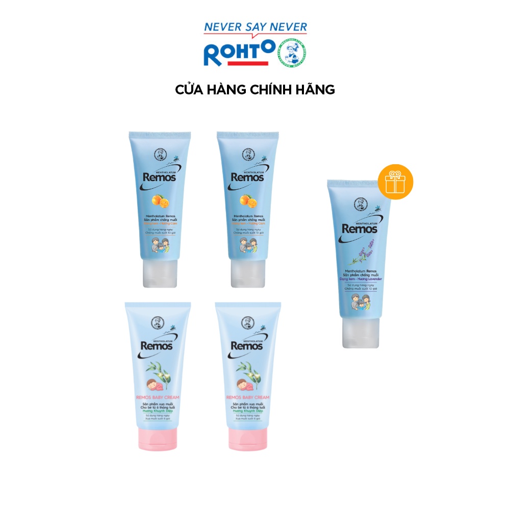 VB Bộ 4 sản phẩm Kem chống muỗi Remos 2 Remos hương Cam 70g + 2 Kem Remos