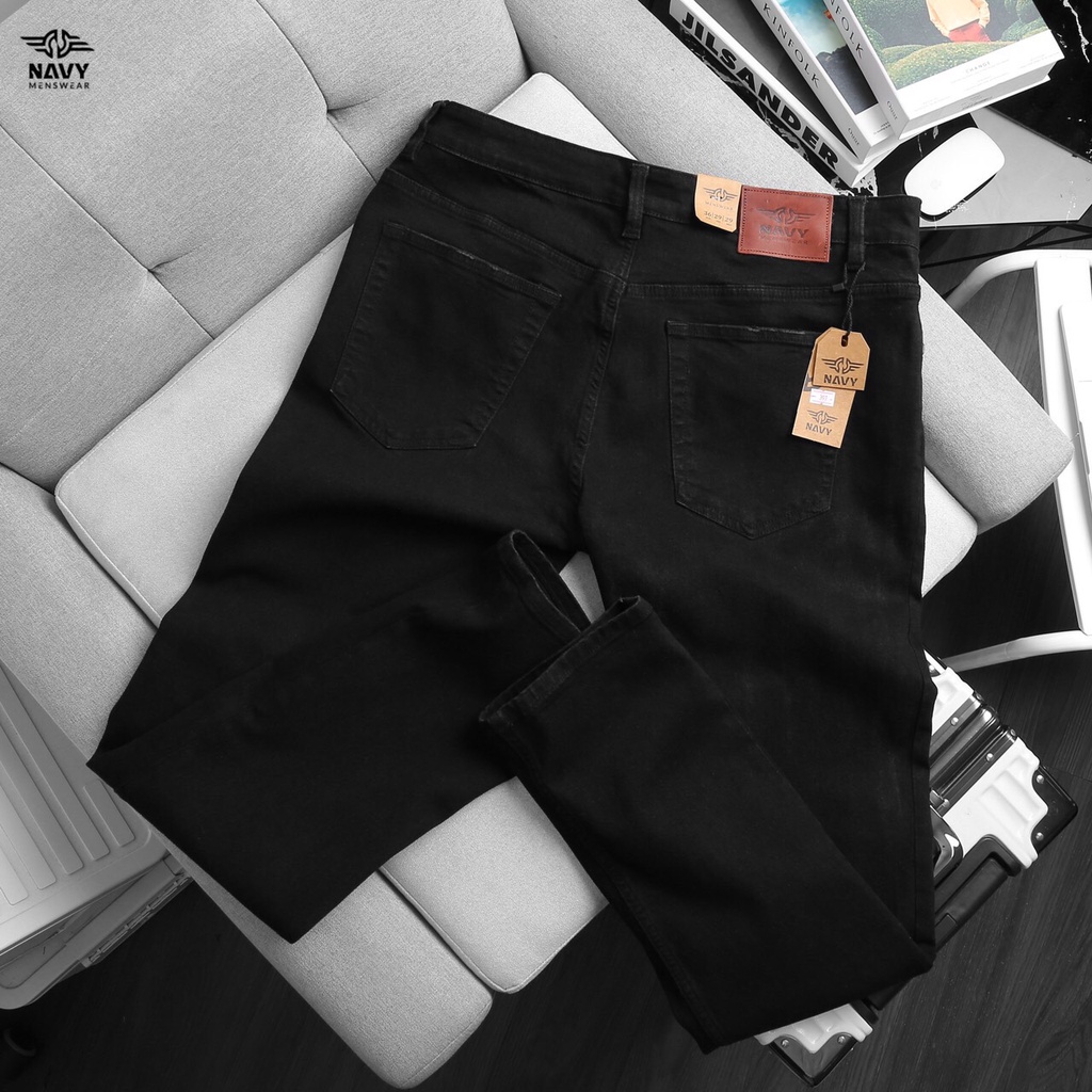 BIGSIZE NAM 80-140KG QUẦN JEAN ĐEN TRƠN NÚT ĐỎ 2BIG NAVY STAR