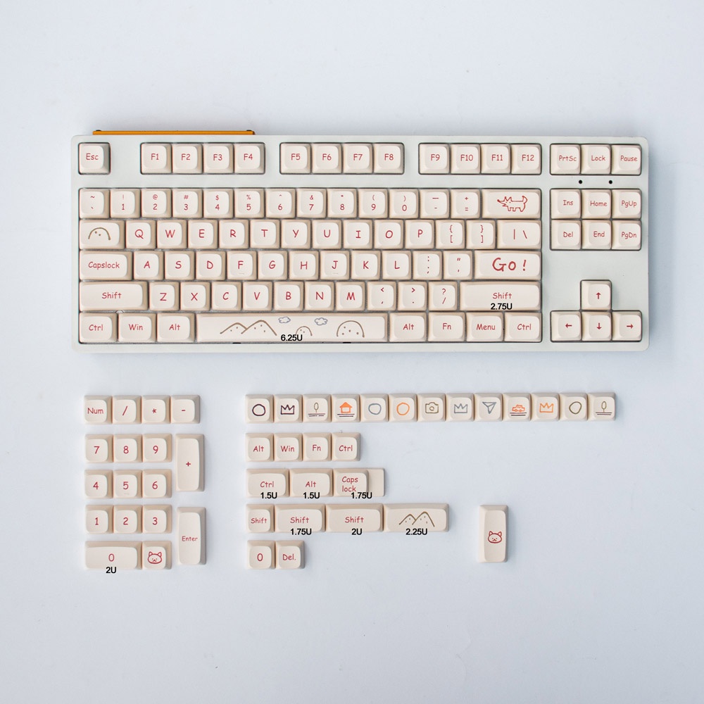 Bộ nút bàn phím cơ Keycap Graffiti PBT Dyesub - XDA Profile - 129 nút