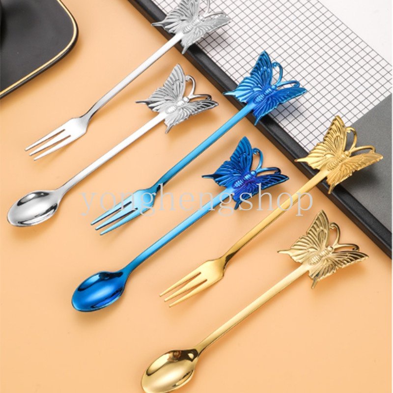 Muỗng Cà Phê Bằng Thép Không Gỉ Hình Bướm Sáng Tạo