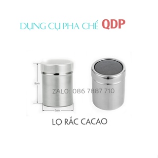 Lọ rắc bột cacao matcha inox có nắp và bộ khuôn rắc bột 16 tấm latte art