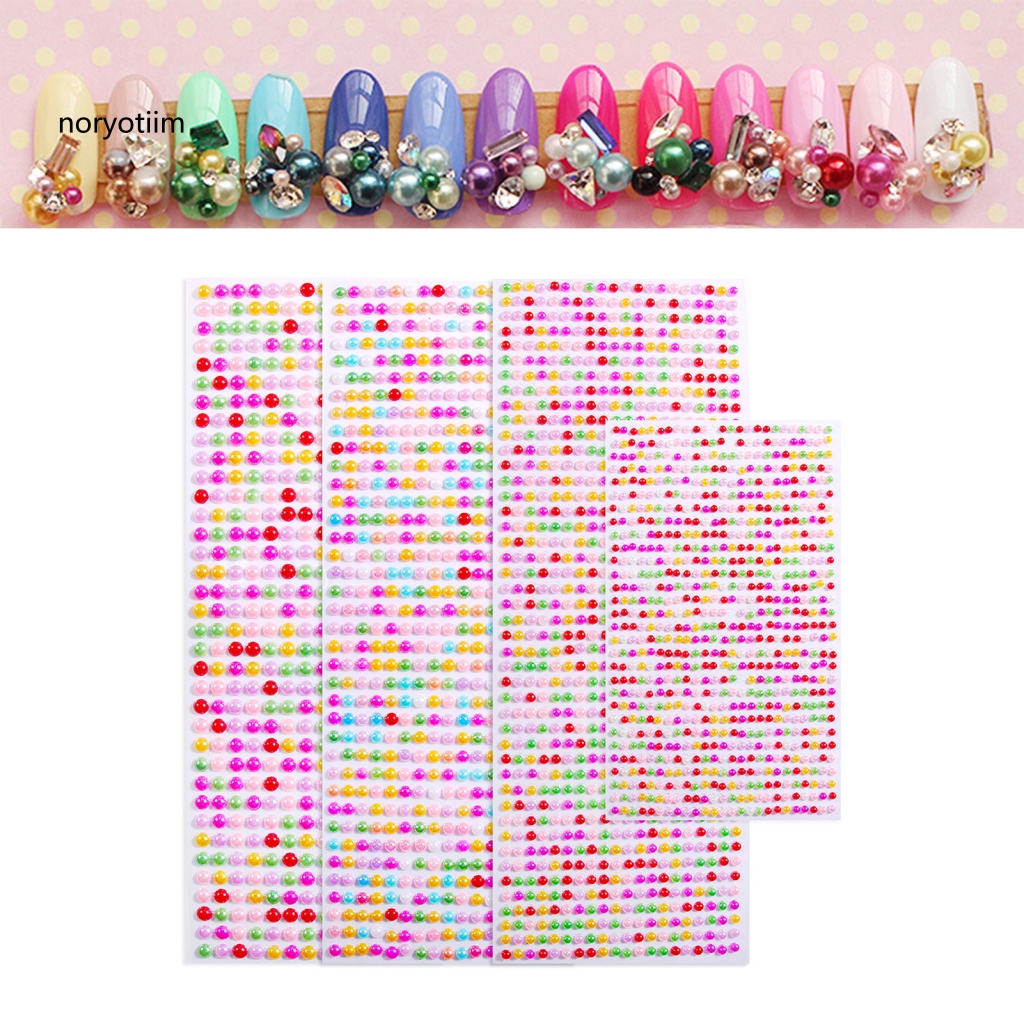 Set 750 hạt ngọc trai 3D dán trang trí móng tay nghệ thuật DIY