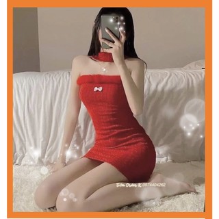 [Sẵn Hàng]♥️Đầm,Váy Len Viền Lông Đỏ(ảnh thật)Size S,M,L