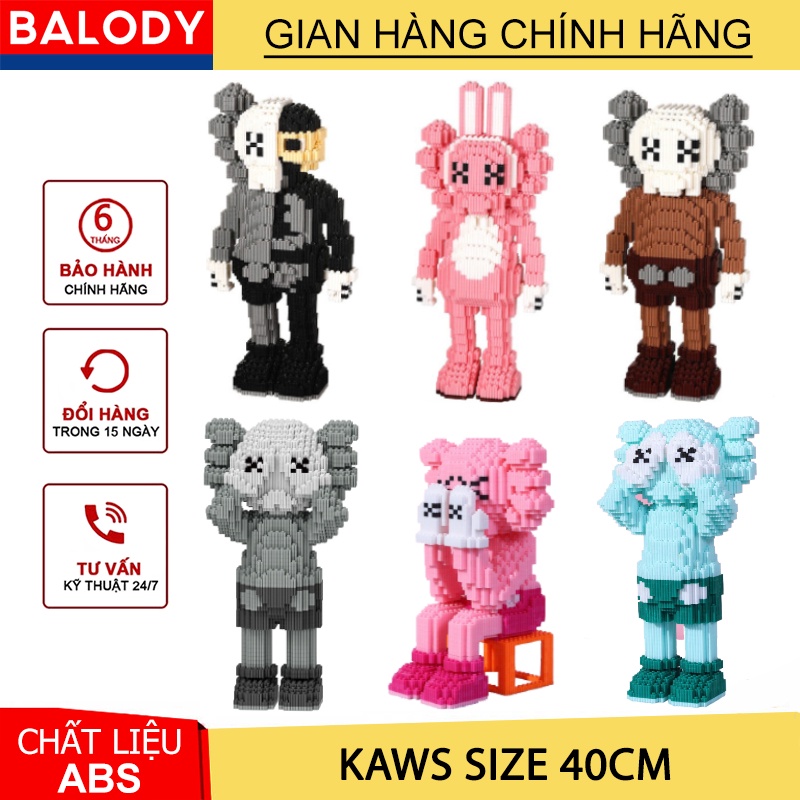 Mô hình lắp ráp Lego 3D Kaws Gấu BearBrick BALODY size lớn 36cm dễ thương, đồ chơi tặng sinh nhật cho bé