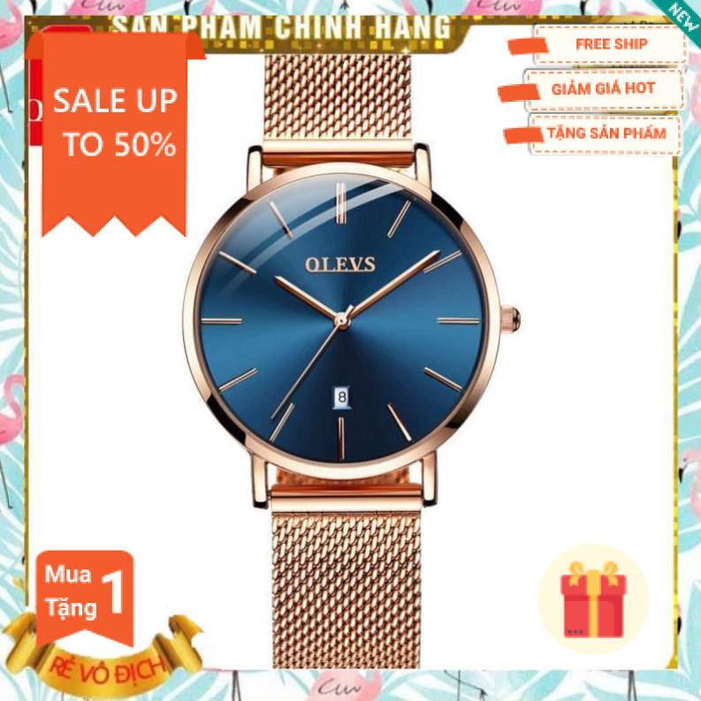 Đồng hồ đeo tay OLEVS 5869 dây đeo thép lưới siêu mỏng có lịch chống thấm nước thời trang cho nữ