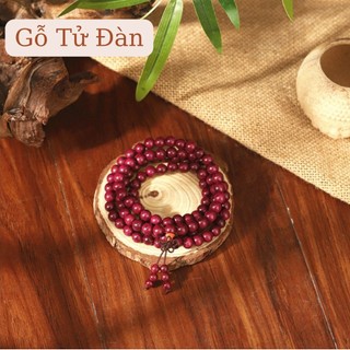 Vòng tay Gỗ Tử Đàn 108 hạt tài lộc công danh vững bền theo thời gian