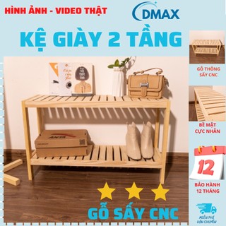 Kệ giày bằng gỗ 2 tầng ngang 80cm - giá để giày dép đa năng gỗ thông mỹ decor 80cm x 50cm x 25cm nội thất dmax
