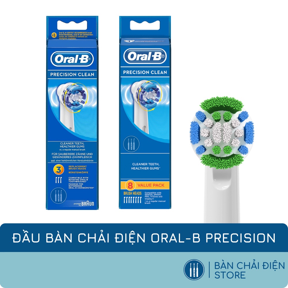 Đầu Bàn Chải Điện Oral-B Precision - Đầu bàn chải tròn thông dụng, làm sạch từng răng