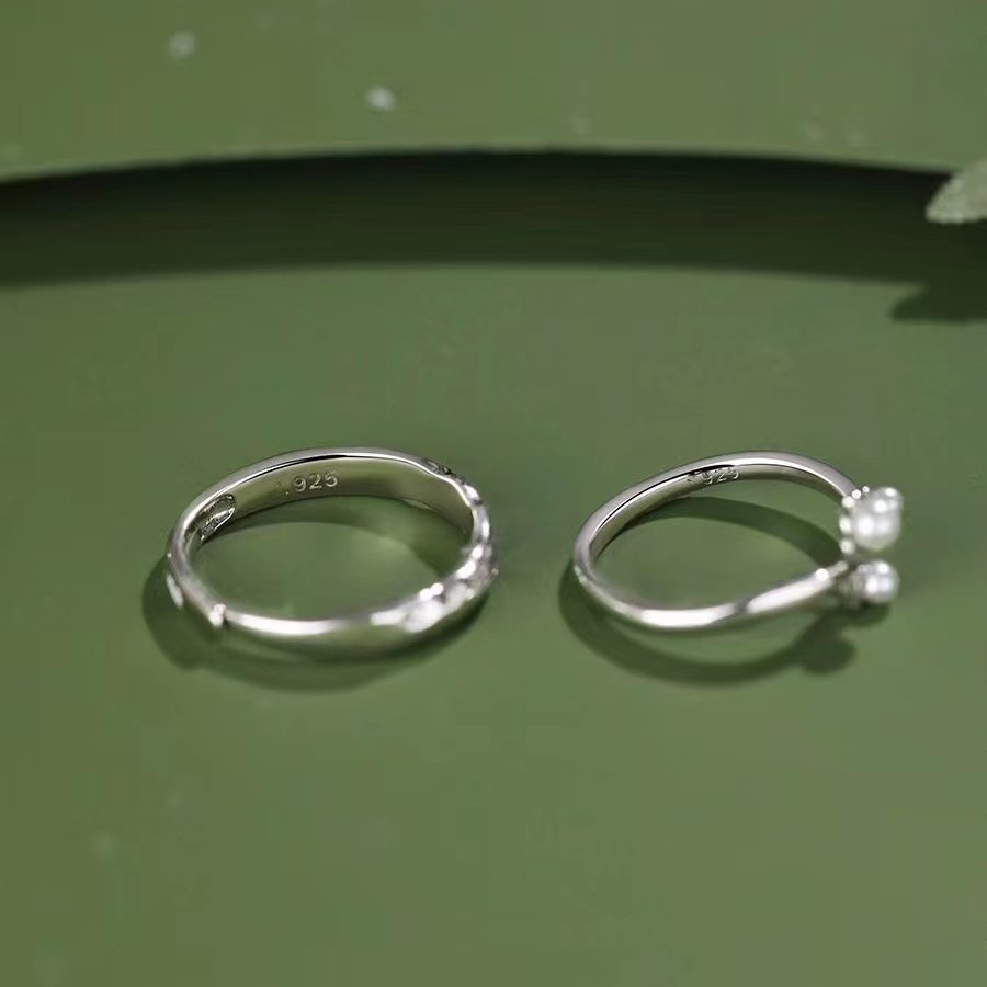 Mistletoe Cặp Nhẫn Cặp Hình Cỏ Giáng Sinh Đính Ngọc Trai Nhân Tạo Tươi Tắn