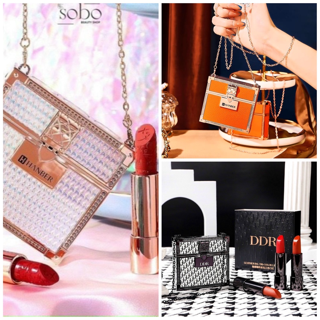 Set 3 Cây son túi HANBER Gồm 3 màu son kèm hộp làm,làm quà tặng bạn gái sinh nhật valentine , giáng sinh,