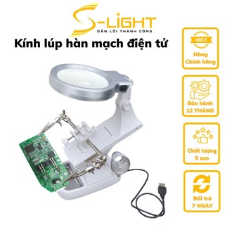Kính lúp hàn mạch sửa chữa mạch điện tử, đồng hồ có đèn v2