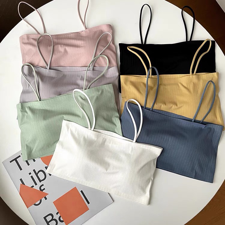 Áo Bra Đúc Su Trơn Quây 2 Dây Gân Tăm Chất Liệu Thun Lạnh Có Đệm Ngực 078