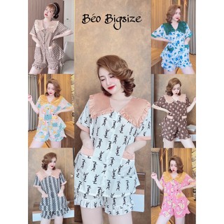 Đồ Bộ Pyjama Bigsize -Béo Bigsize Đui cô tim Xinh 55-95kg Pyjama Bigsize Cao Cấp Mặc Nhà  Đẹp,Chất  Lụa satin mát xịn