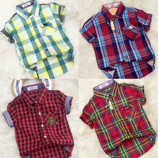 Áo sơmi kẻ caro cho bé trai chất kate thô mềm 7-23kg