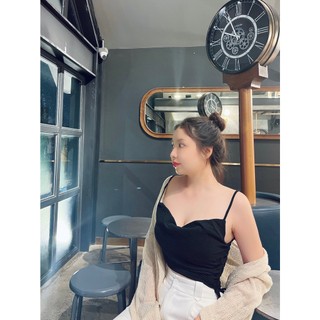 Áo 2 dây cổ đổ vải đũi Lazaxy thiết kế form chuẩn đẹp, áo dây hàng sẵn, có tăng đơ tăng giảm