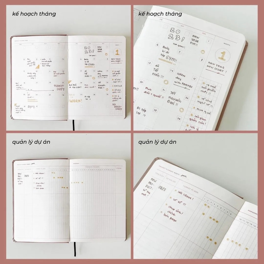 Sổ PLANNER CRABIT 2023 - Bìa Trơn - Combo 2 Sổ Monthly Planner A5 và Weekly Planner A6