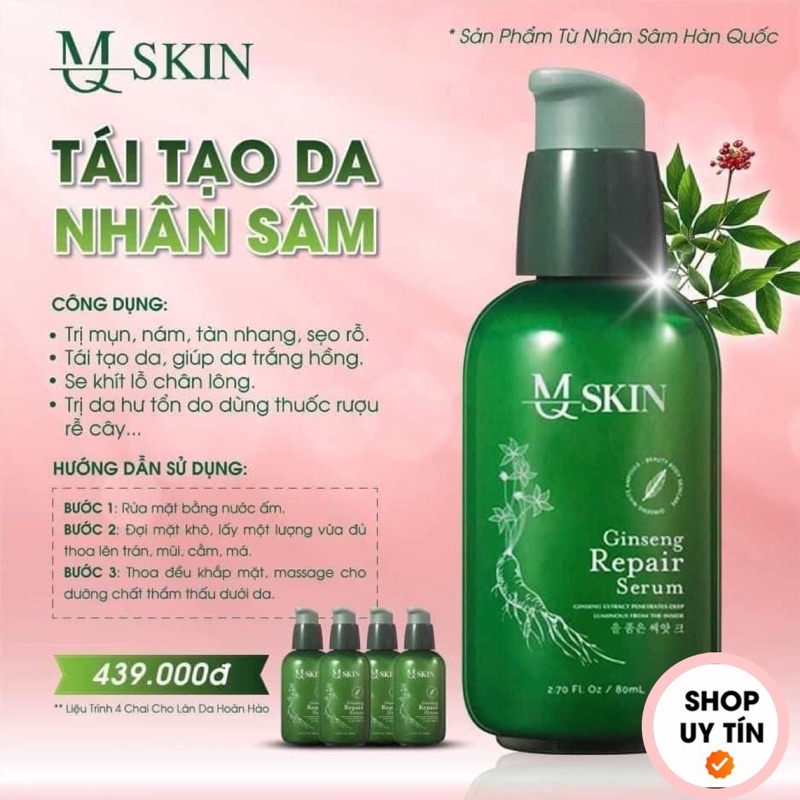 Serum thay da nhân sâm MQ Skin chính hãng Mq skin tái tạo da nhân sâm Mq Skin giúp ngăn ngừa nám tàn