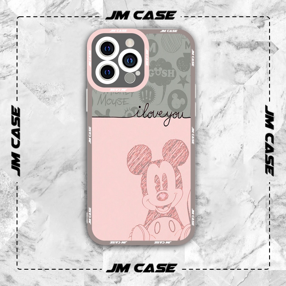 Ốp lưng iphone samsung xiaomi oppo cạnh vuông JMCase Chuột Mickey I Love You Dễ Thương