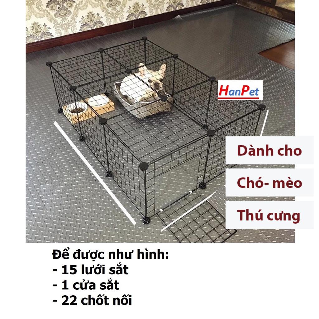 Bộ Chuồng quây chó mèo Orgo lưới lắp ghép có cửa chuồng cũi kèm chốt