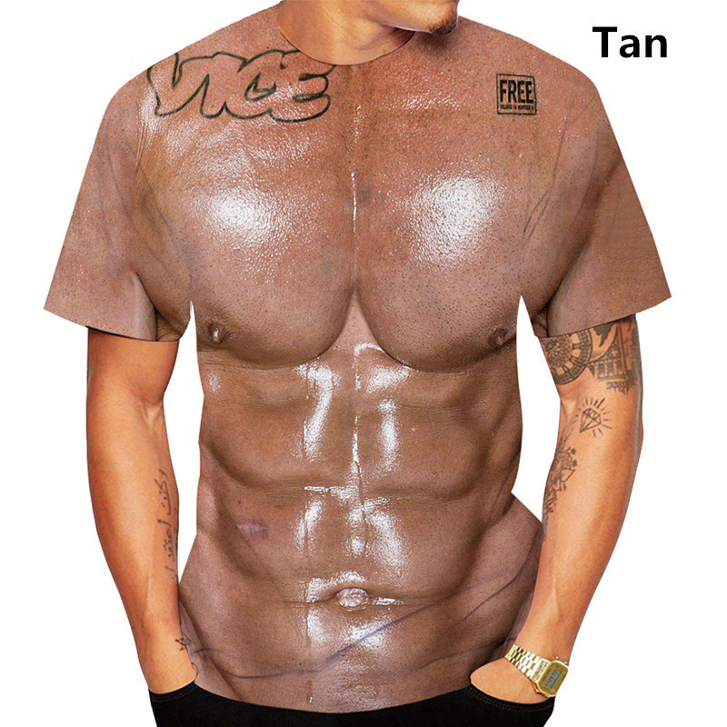 Áo Thun In Hình Cơ Bắp 3d Vui Nhộn Thời Trang Cho Nam