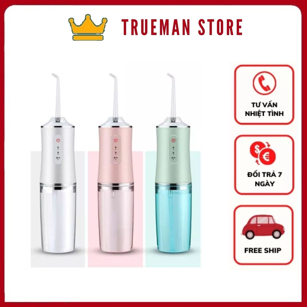 Tăm nước Oral Irrigator, máy tăm nước cầm tay nhỏ gọn, vệ sinh răng miệng cực sạch, Sạc Pin USB, Tặng 4 Đầu Chuyên Dụng