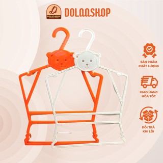 Móc bộ trẻ em cam trắng, móc bộ trẻ em gấu, móc bộ treo quần áo trẻ em mặt gấu