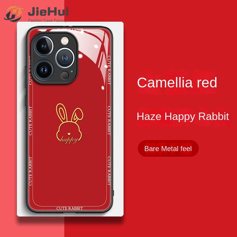 Ốp Điện Thoại Mặt Kính Hình Thỏ Cho iPhone 14 13 12 11 Pro Max X XS XR 8 7 6 Plus