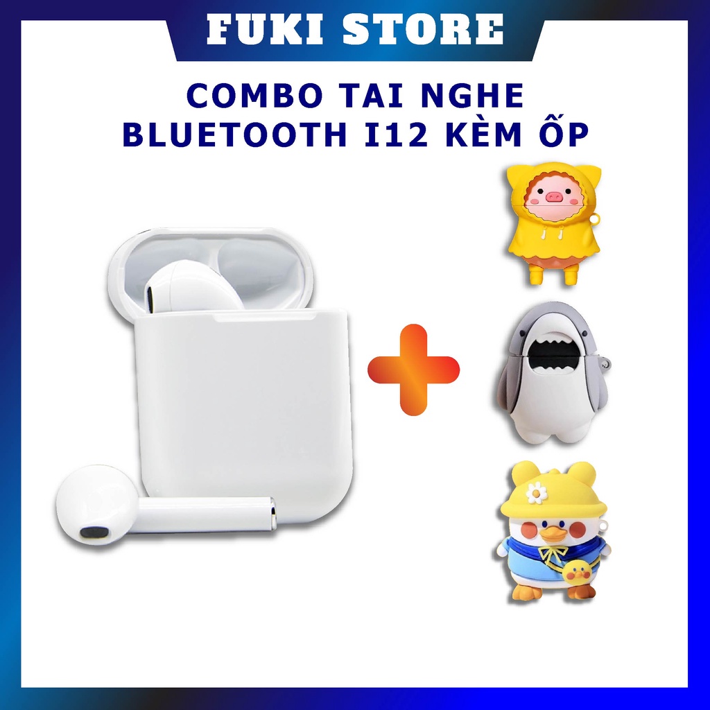 Combo tai nghe bluetooth không dây i12【Kèm vỏ bảo vệ case】T.w.s 5.0『Cảm ứng âm thanh HIFI 』có mic đàm thoại