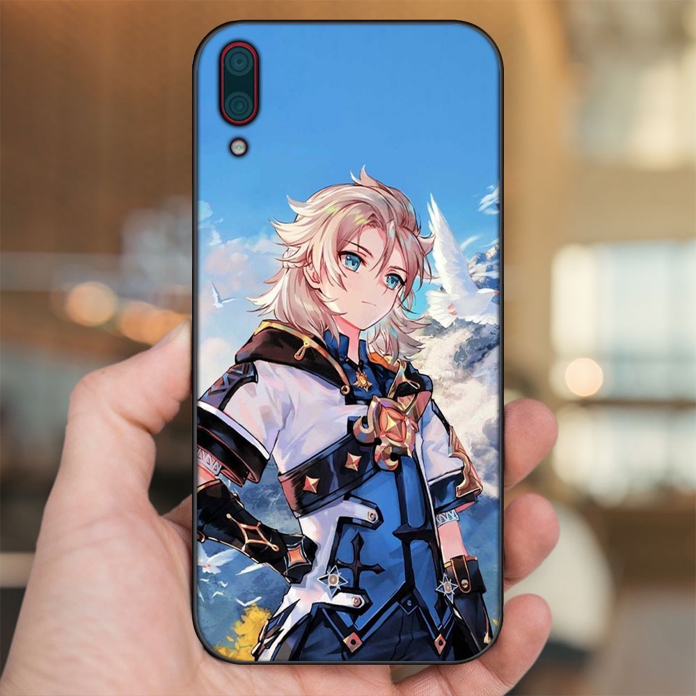 Ốp lưng Huawei Y7 Pro 2019 viền đen in hình Albedo Genshin Impact