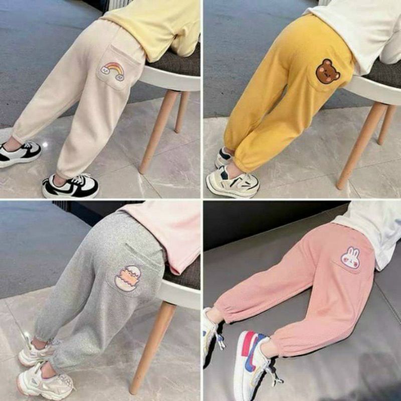 MỚI | QUẦN DÀI UNISEX CHUN BO TÚI THÊU HOẠT HÌNH SIÊU CUTE CHO BÉ YÊU 8-18KG