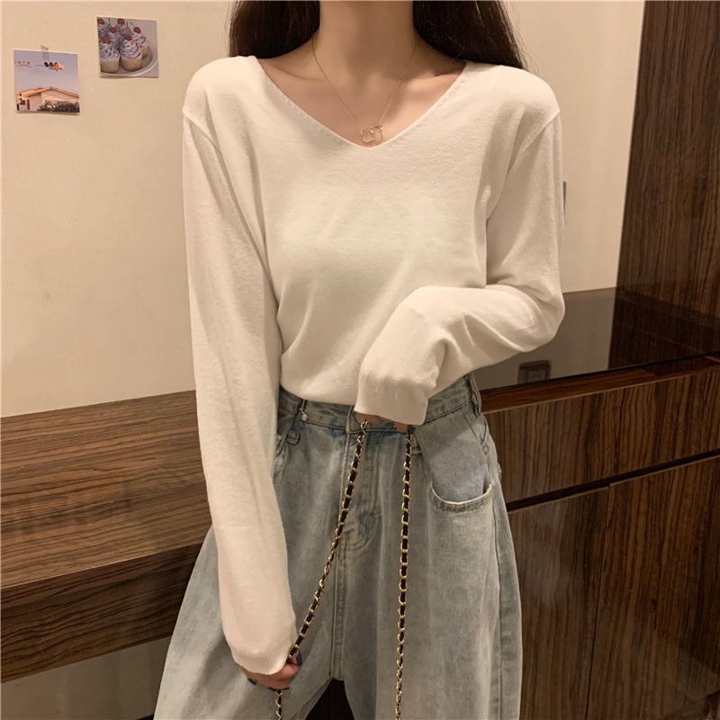 Áo Dệt Kim Tay Dài Cổ Chữ V Màu Kẹo Ngọt Thời Trang Mùa Thu Mới 2022 Cho Nữ