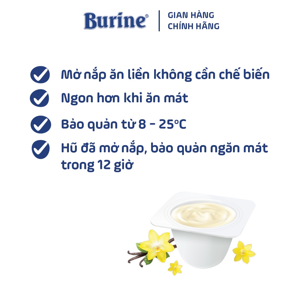 [Có mix vị] Combo 3 Vỉ Pudding Ăn Dặm Burine Vị Vani Cung Cấp Vitamin, Bổ Sung Năng Lượng Cho Bé Lười Ăn, Chậm Lớn