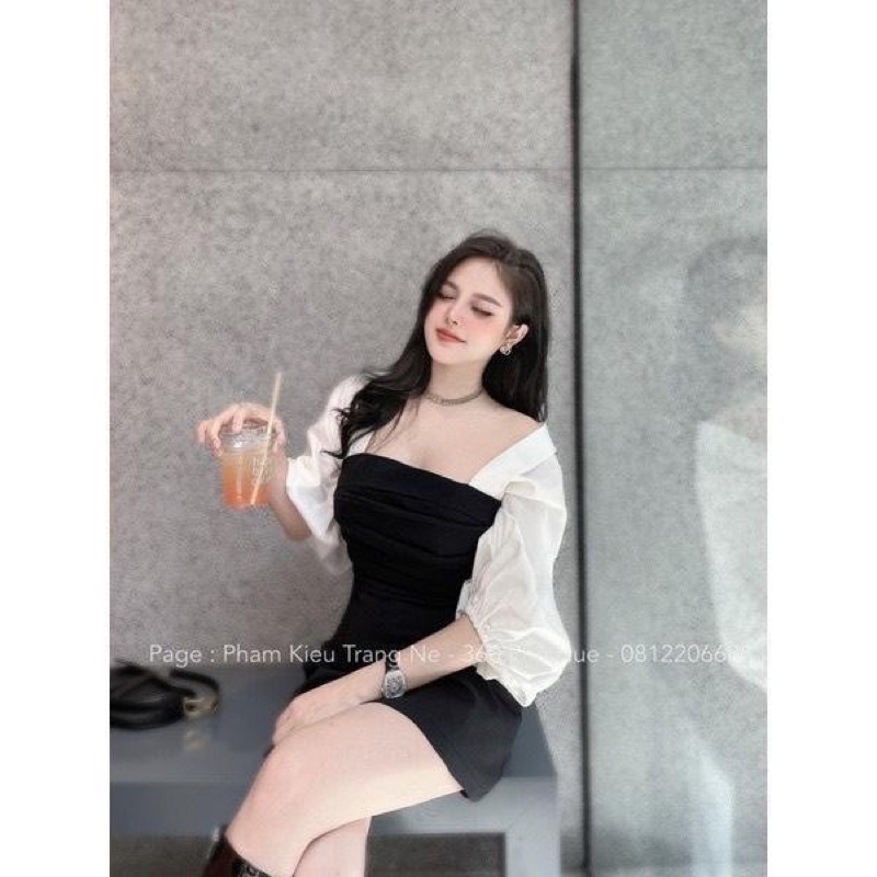 Bigsize Đầm phối trễ vai tay lở 55-95kg