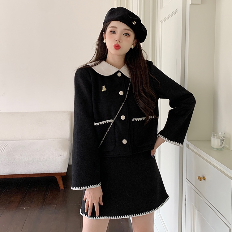 Set Áo Khoác Len Tay Dài Dáng Ngắn Phối Chân Váy Thời Trang Mùa Thu 2022 Cho Nữ