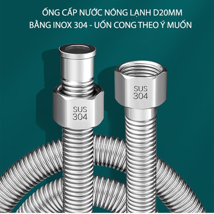 01 Ống cấp nước nóng lạnh thế hệ mới bằng inox 304 uốn cong theo ý muốn, đường kính 20mm