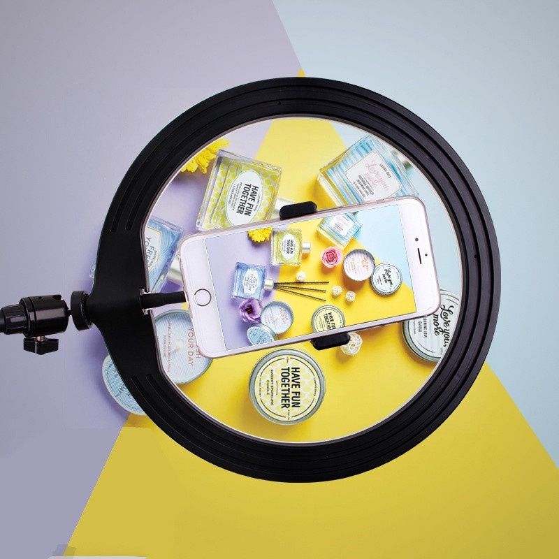 Combo đèn 26cm chân 2 mét kèm tay ngang treo điện thoại chụp ảnh sản phẩm ,review , chụp đồ ăn, unbox tiktok bán hàng on