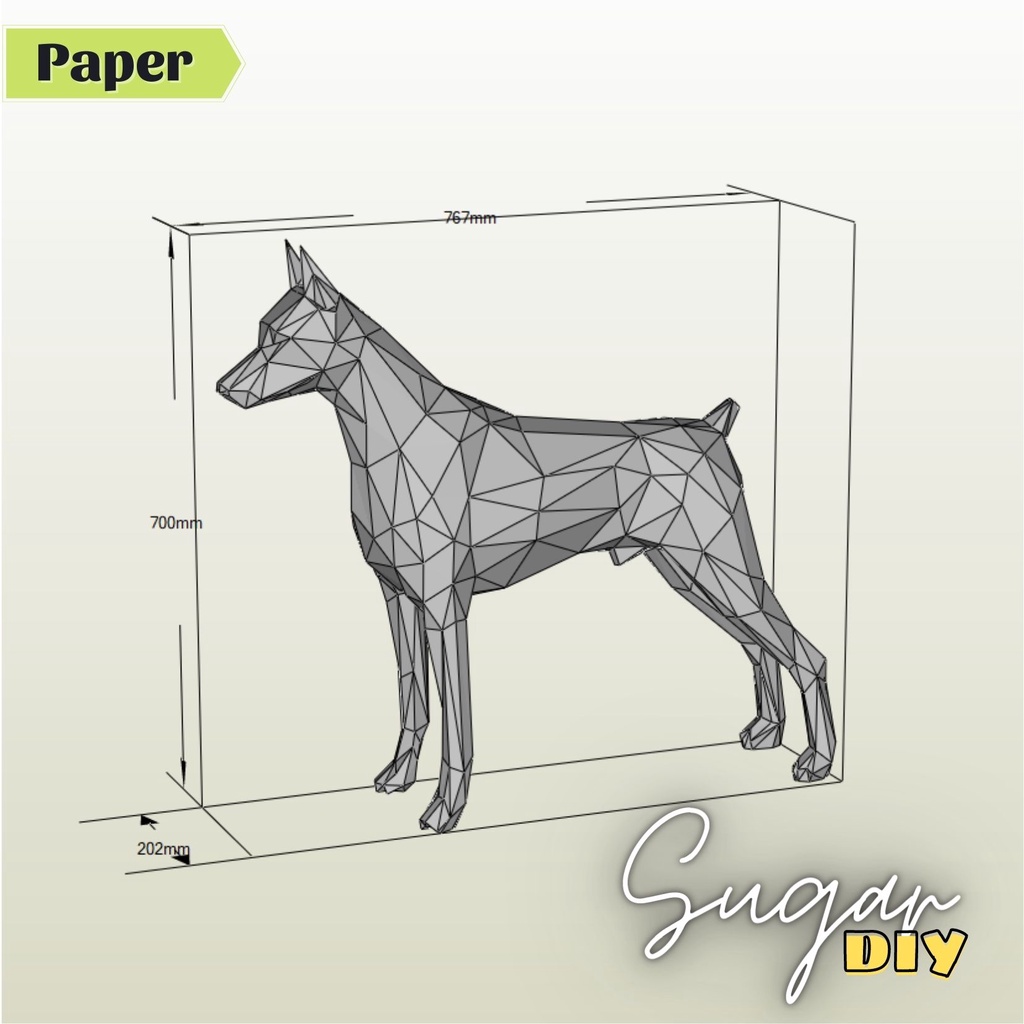 Doberman đứng 2 - Mô hình giấy