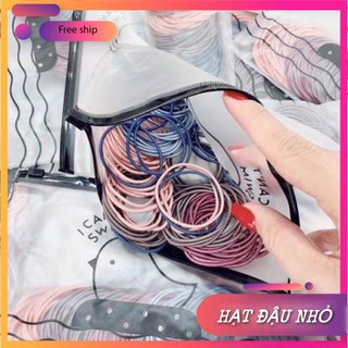 SET 100 THUN CỘT TÓC MIX MÀU ĐỰNG TÚI ZIP