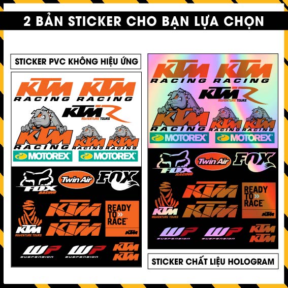 Set Sticker KTM Racing 1 Đổi Màu Dán Xe Máy Mũ Bảo Hiểm Điện Thoại Laptop ... | Tem Decal Hình Dán Motorex Foxx Cực Chất