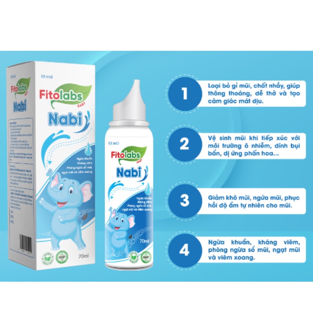 Xịt Mũi Thảo Dược An Toàn Cho Bé Fitolabs Nabi Vệ Sinh Mũi Hằng Ngày Giúp Thông Thoáng, Giảm Khô Và Nghẹt Mũi Lọ 70ml