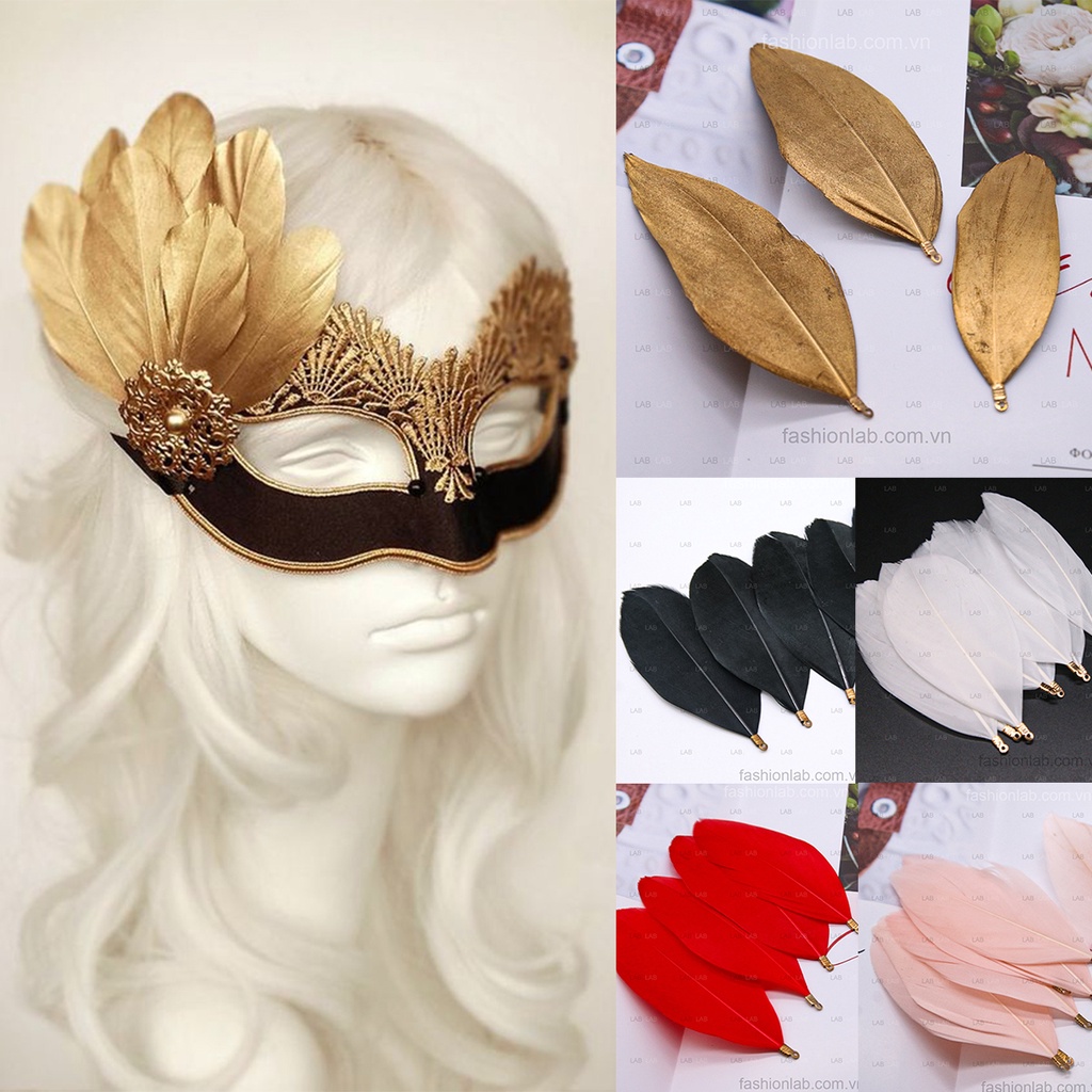 10 chiếc Lông vũ - lông chim chuôi kim loại #0212