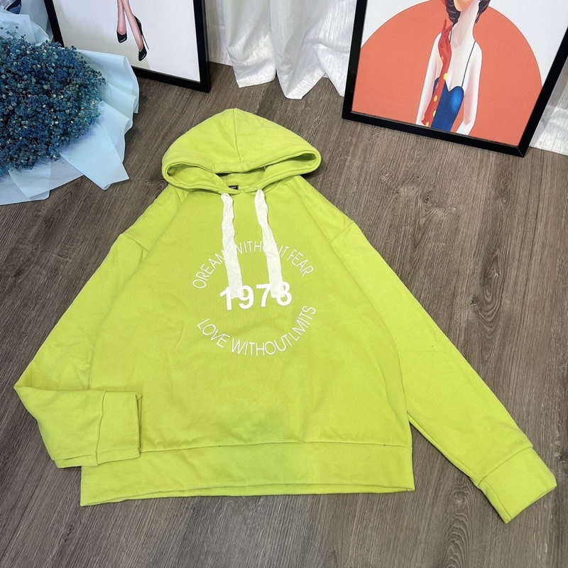 Áo nỉ chui hoodie thêu chữ nón to