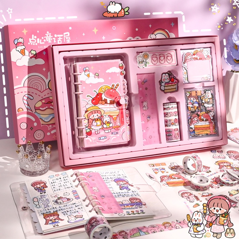 Set Quà Tặng Hộp Sinh Nhật Combo Washi Tape Sticker Sổ Tay Cute Timo WS16