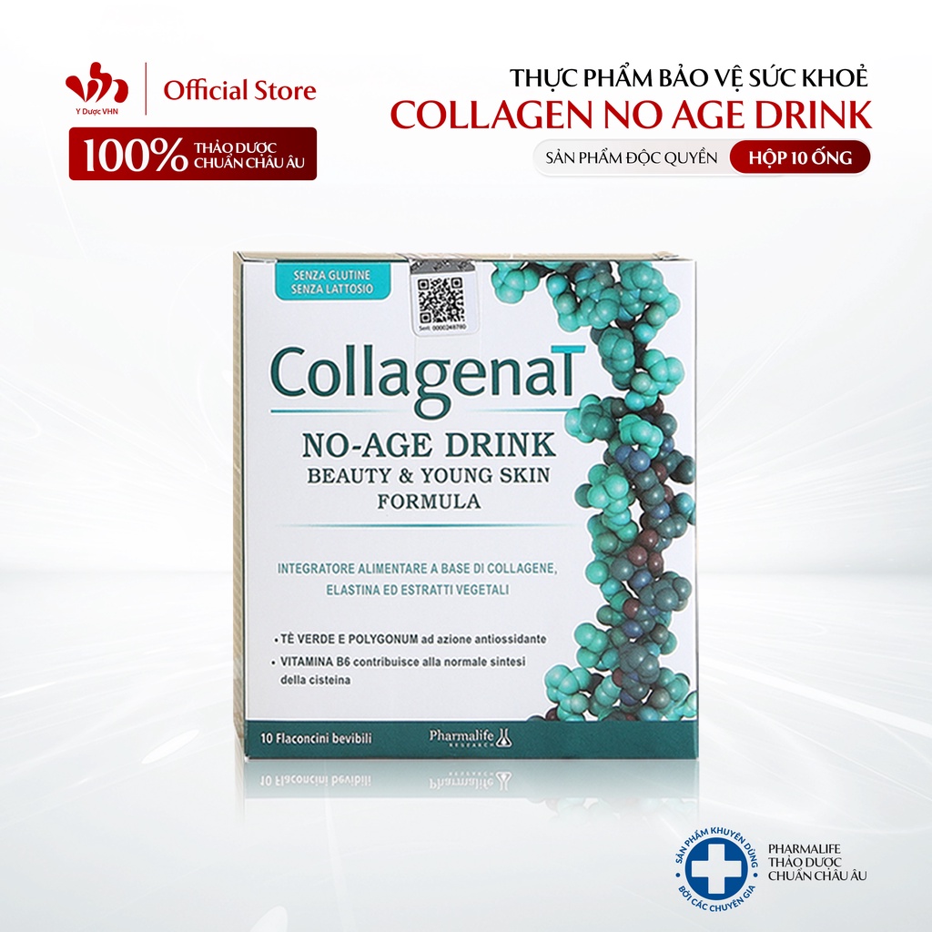Collagen Uống Dạng Ống Collagen No Age Drink PHARMALIFE Hỗ Trợ Ngăn Ngừa Quá Trình Lão Hóa Hộp 10 Ống