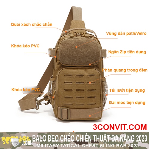 Balo đeo chéo thời trang phong cách chiến thuật 2023