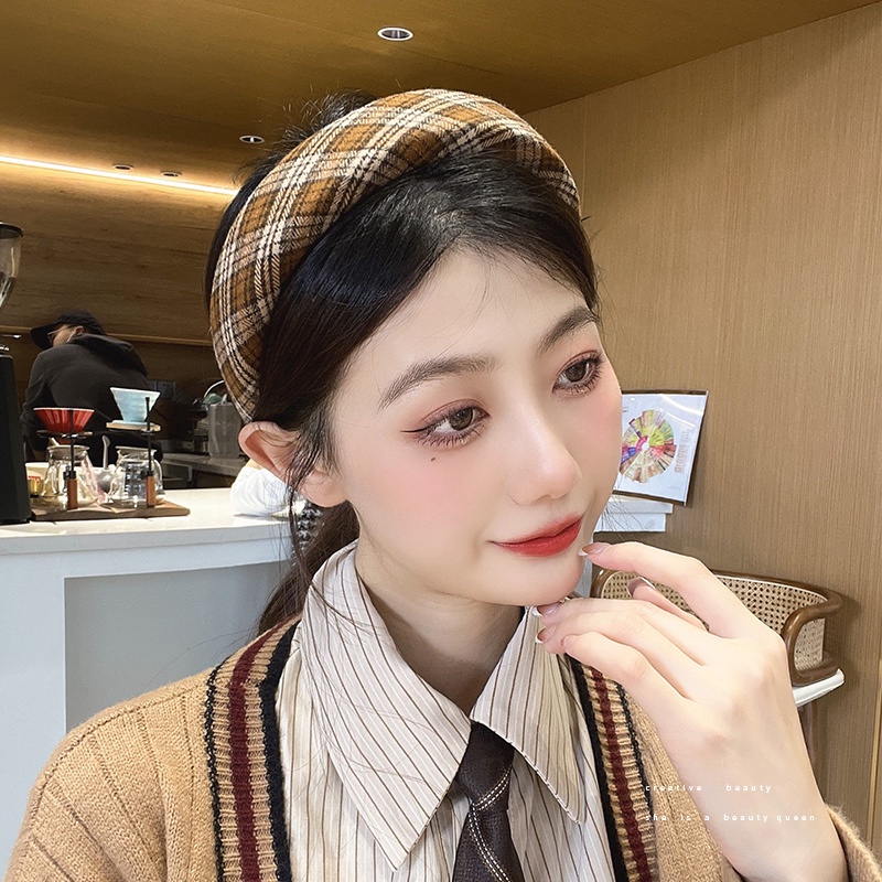 Băng Đô Cài Tóc Bản Rộng Màu Nâu Cà Phê Thời Trang Hàn Quốc 2022