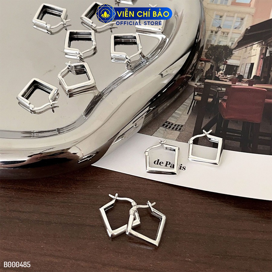 Bông tai bạc nữ hình thoi new chất liệu bạc 925 thời trang phụ kiện trang sức Viễn Chí Bảo B000485