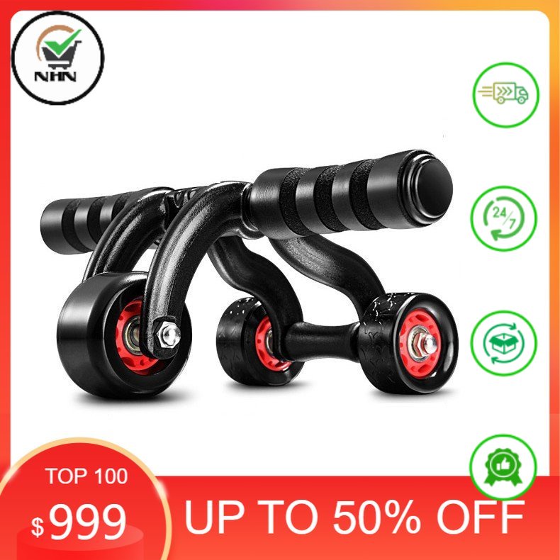 Con lăn tập bụng 4 bánh cao cấp kèm thảm - Dụng cụ tập bụng (PD7496)